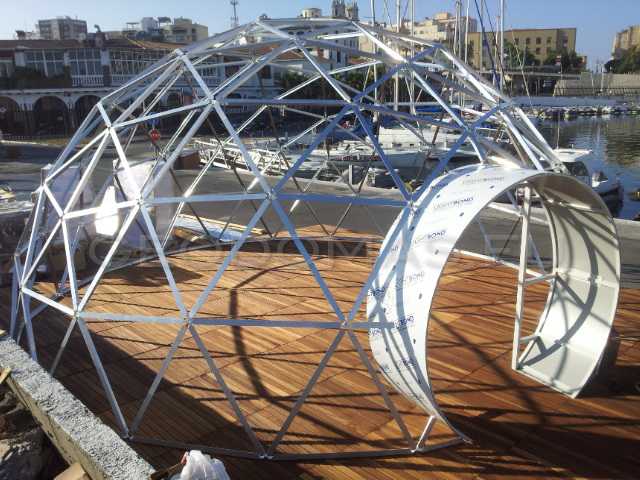 Restauracja 50m2 Kopuła szklana Sferyczna Ø8m, Puerto de Ceuta, Hispania