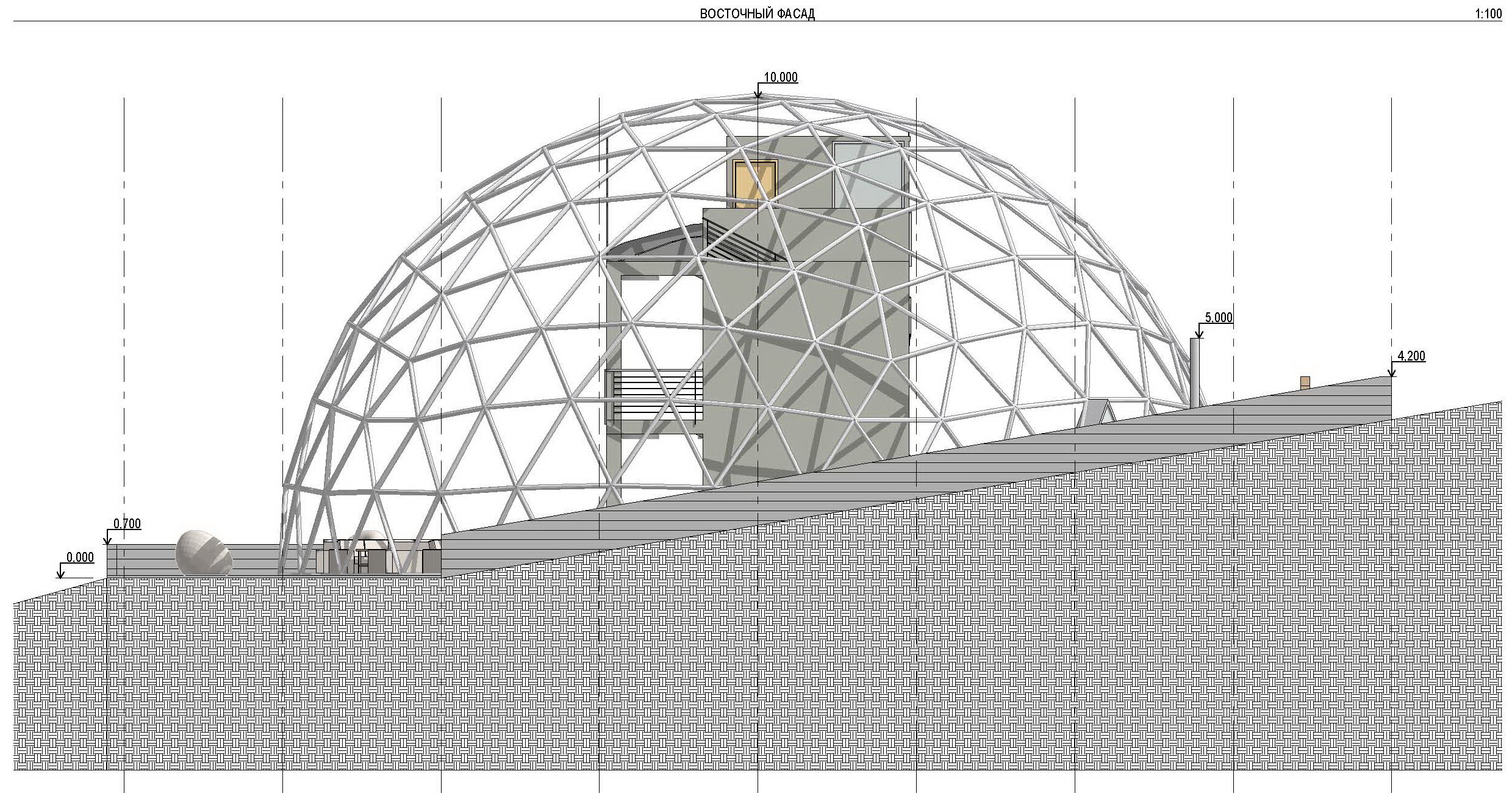 Wood Geodesic Guest House 700m2 For Mountain Landscape