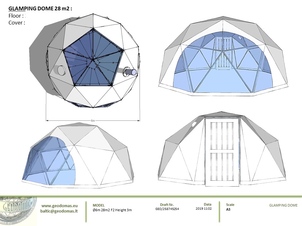 Глэмпинг проекты чертежи с размерами 28m2 F2 Glamping Dome eco geodomas 01 Witamy w Geodomas Engineering