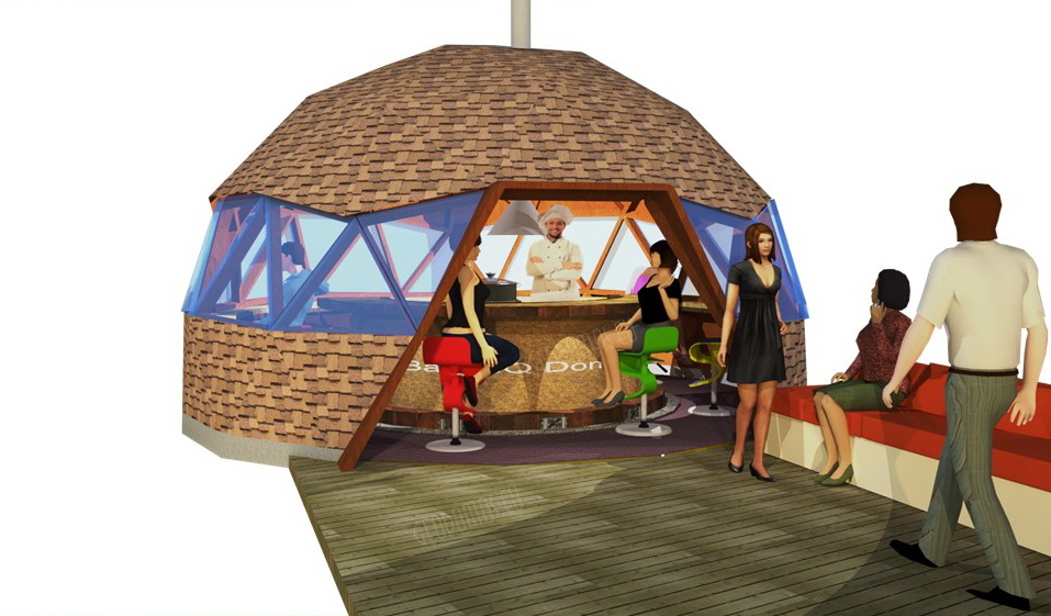 28m² BARBEQUE (BBQ) Grill Dome Ø6m F3 H3,5m | WOOD DOME