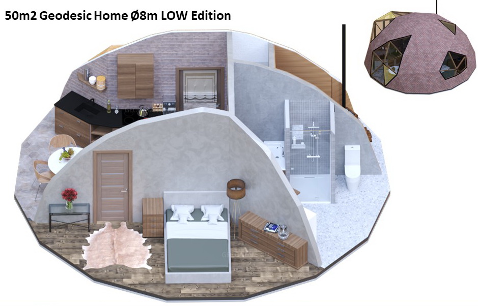 50m2 Geodesic Home Ø8m LOW Edition | Dome Building Kit’s
